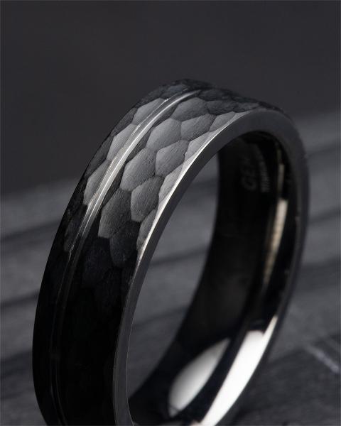 6 mm facettierter Volltitanring mit schwarzem Finish - Alter Black